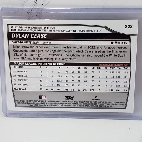 2023 Topps Big League Dylan Cease Rainbow Foil #223 - Picture 3 of 4